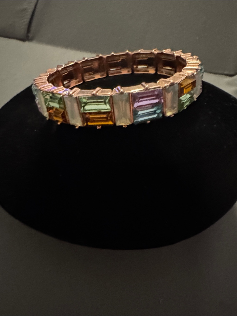 Bomb Party Multicolor Baguette Crystal Stretch Bracelet - Rose gold-Tone